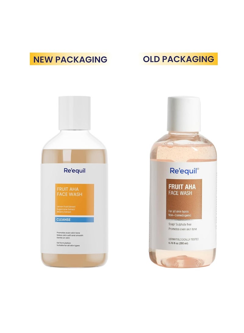 RE' EQUIL Fruit Aha Face Wash | Soap & Sulphate Free Cleanser | For Even & Brighter Skin Tone | Makes Skin Soft And Smooth | Gentle On Skin | All Skin Types | 200 Ml - Image 2