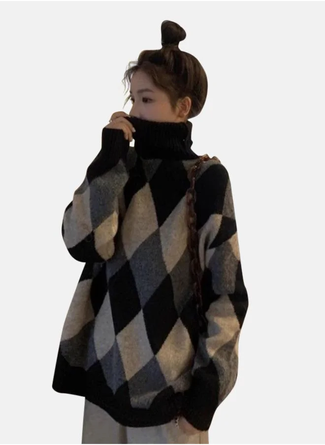 يونيكي Black Colourblocked Woollen Longline Sweater Vest
