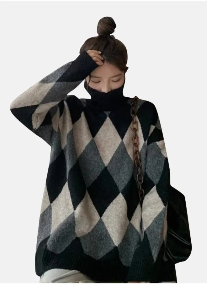 يونيكي Black Colourblocked Woollen Longline Sweater Vest