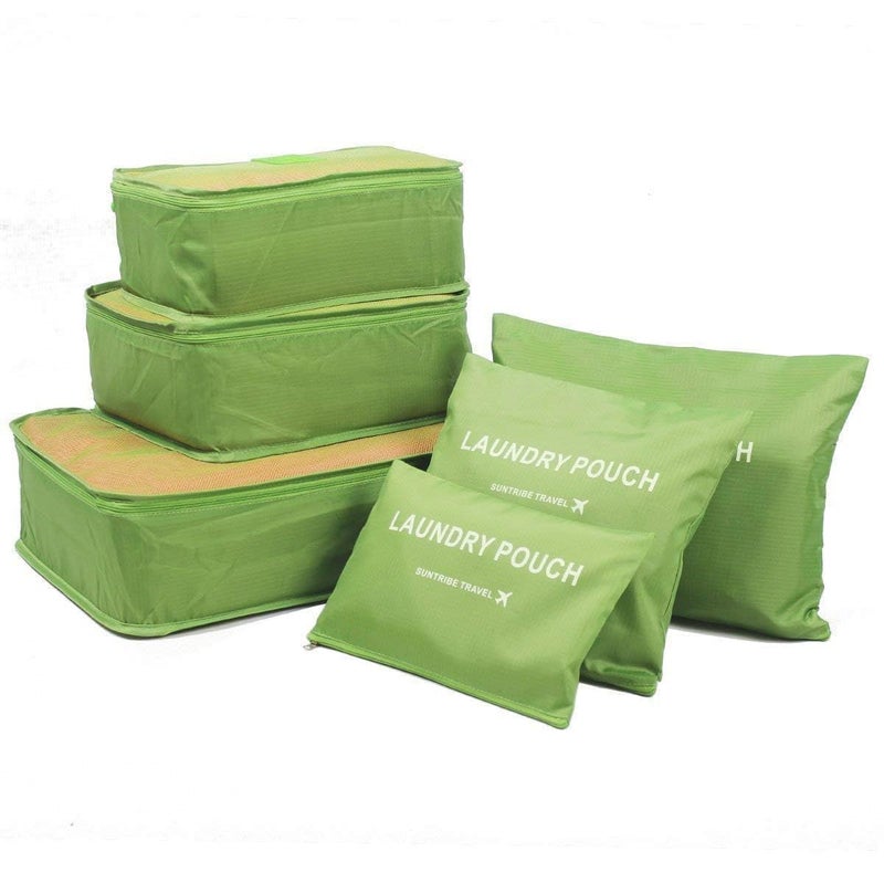 TOCINGO 7 pc / 6 pc Travel Oraganizer Packing cubes kit, Sapace Saver Multi use Bag for Men and Women, Clothes packing cubes for travel, Cupboard Oraganizer cubes (6 POUCH-GREEN) - Image 1
