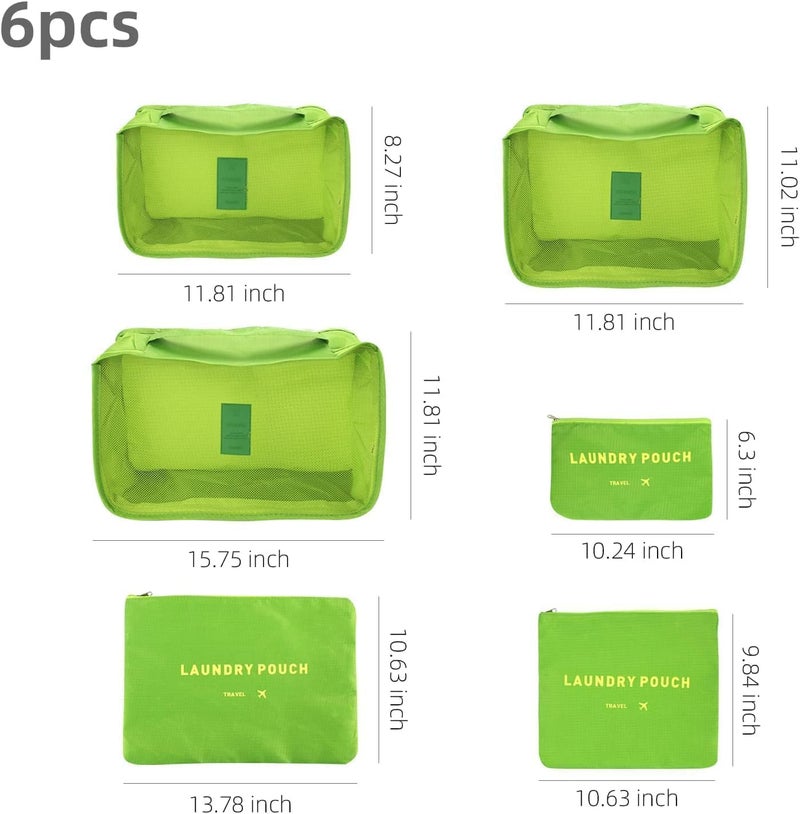 TOCINGO 7 pc / 6 pc Travel Oraganizer Packing cubes kit, Sapace Saver Multi use Bag for Men and Women, Clothes packing cubes for travel, Cupboard Oraganizer cubes (6 POUCH-GREEN) - Image 3