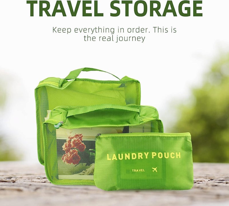 TOCINGO 7 pc / 6 pc Travel Oraganizer Packing cubes kit, Sapace Saver Multi use Bag for Men and Women, Clothes packing cubes for travel, Cupboard Oraganizer cubes (6 POUCH-GREEN) - Image 5