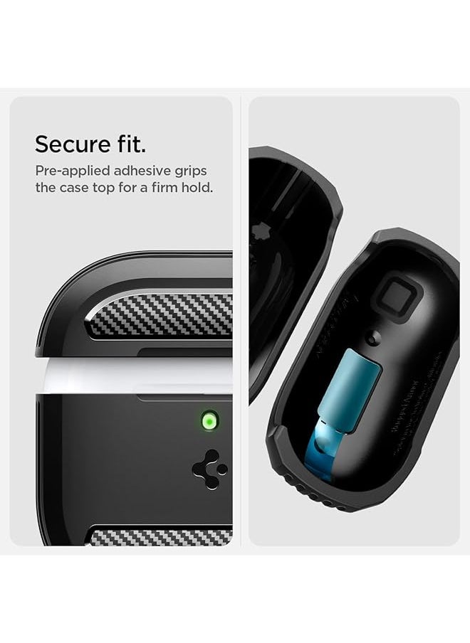 Spigen - Rugged Armor Designed For Airpods 4 Case Cover 2024 Shockproof Protective With Carabiner Matte Black - Image 1