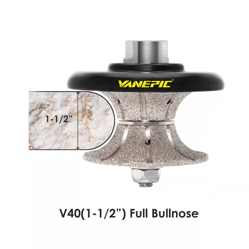 VANEPIC V40 1-1/2 inch Full Bullnose Diamond Hand Profiler Router Bit for Granite Diamond Profile Wheel with 5/8-11 Thread for Granite Concrete Marble Countertop Edge - Image 3