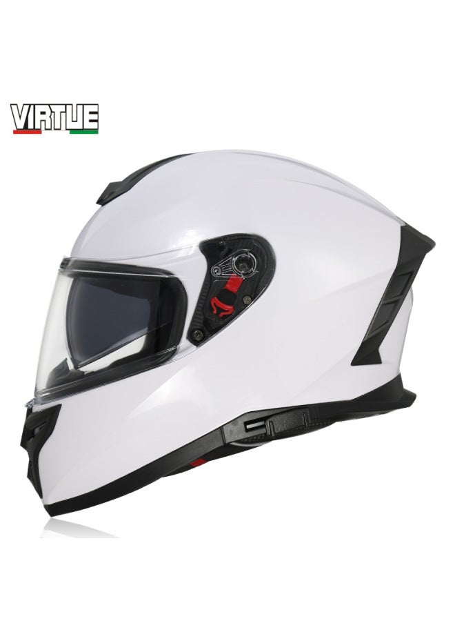Pearl White Transparent Lenses Ece/dot Double Certified Helmets Men's And Women's Full Helmets Double Lenses Personalized New Street Car Running Helmet Four Seasons