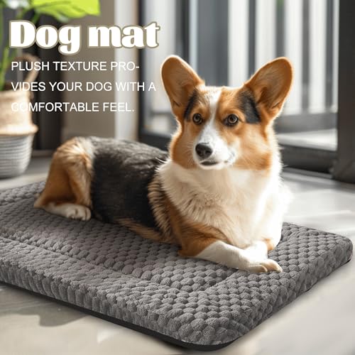 pobopobo Dog Bed Crate Mat Soft Durable Washable AntiSlip Kennel Pad for Dogs Cats Reversible Light Gray S241815 - Image 3