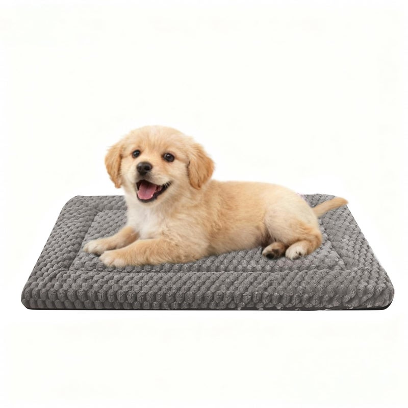 pobopobo Dog Bed Crate Mat Soft Durable Washable AntiSlip Kennel Pad for Dogs Cats Reversible Light Gray S241815 - Image 2