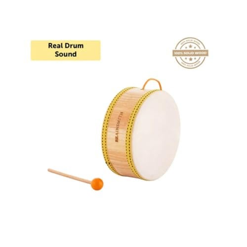 Brainsmith Swoora Wooden Tom-Tom Drum (2-Sided) with Stick for Toddlers and Kids (1-6 Years) - Child-Safe Percussion Musical Instrument Drum Set - Image 3