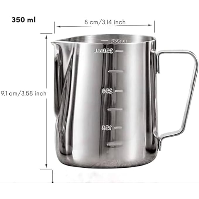 مارك إبريق رغوة الحليب 350 مل من الفولاذ المقاوم للصدأ إبريق تبخير الإسبريسو لاتيه إسبريسو كافيتيير كابتشينو ملحقات ماكينة القهوة أدوات باريستا كوب حليب - Image 2