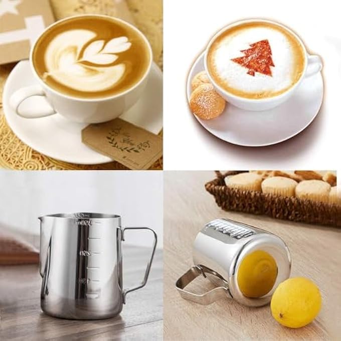 مارك إبريق رغوة الحليب 350 مل من الفولاذ المقاوم للصدأ إبريق تبخير الإسبريسو لاتيه إسبريسو كافيتيير كابتشينو ملحقات ماكينة القهوة أدوات باريستا كوب حليب - Image 5