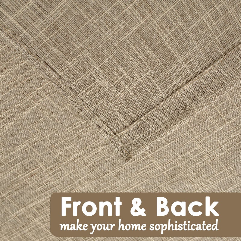 BD BEDA HOME Beda Home Tassel Linen Textured Swag Valances for Farmhousesâ€™ Kitchen; Light Filtering Rustic Short Swag Topper for Small Windows Bedroom Privacy Added Rod Pocket Design, Taupe, 36 x36 inch, 1 Pair - Image 4