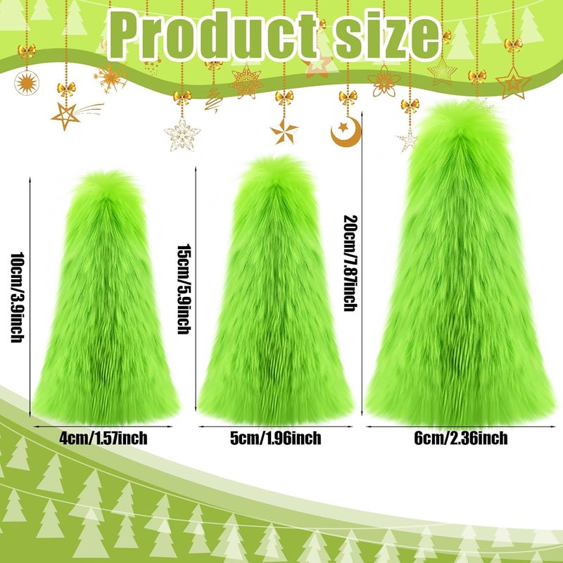Civaner 3 Pcs Lime Green Furry Christmas Decorations Fuzzy Elf Xmas Tree Ornaments Tabletop Decor Green Christmas Tree Table Centerpieces Soft Faux Fur Gifts for Holiday Christmas Party - Image 2