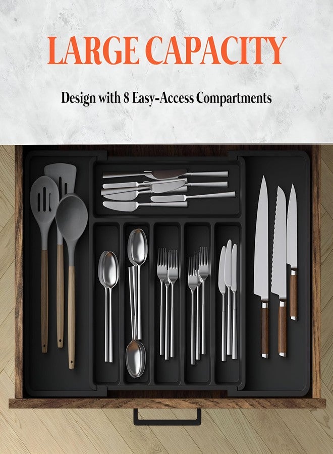 KESHAVAM Drawer Organizer Tray For kitchen, Expandable Cutlery Tray For Kitchen Drawer Utensil Tray for Kitchen Organizer, BPA Free Flatware and Cutlery Holder (8 Drawer Organizer Tray) - Image 2