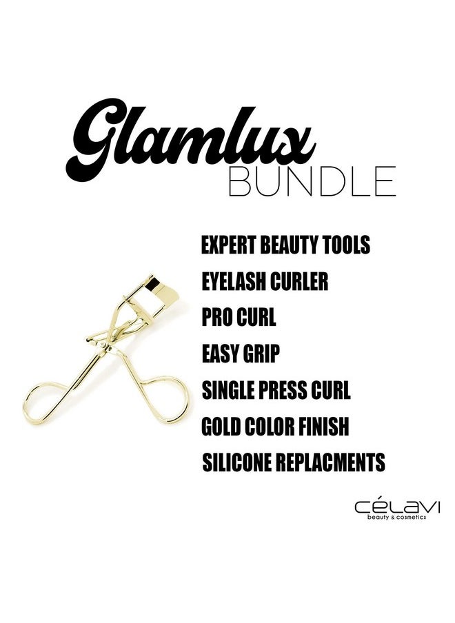 Glam Lux Glam Lux Beauty Bundle The Creme Shop X Hello Kitty Pink Bling Bow Travel Makeup Bag, Made in Korea Celavi Makeup Remover Wipes, Celavi Face Masks, Eyelash Curler, Tweezer Set, Flat Top Kabuki Brush  - Image 4