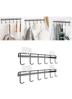 Excefore Adhesive Wall Hooks Rack Kitchen Rail, Utensil Hangers with 6 Hooks Space Saving Wall Utensil Holder Kitchen Utensil Hooks NO Drilling Waterproof Hook for Kitchen Bathroom Bedroom (2 Pack)  - Image 1