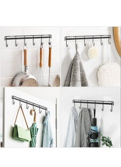Excefore Adhesive Wall Hooks Rack Kitchen Rail, Utensil Hangers with 6 Hooks Space Saving Wall Utensil Holder Kitchen Utensil Hooks NO Drilling Waterproof Hook for Kitchen Bathroom Bedroom (2 Pack)  - Image 5