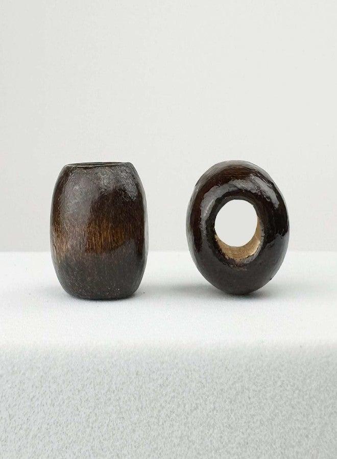Craft Making Shop 500 Dark Brown Large Hole Wood Beads for Crafts and Macrame 12mm x 11mm Barrel Hair Beads with 4mm Large Hole in Dark Brown - Image 3