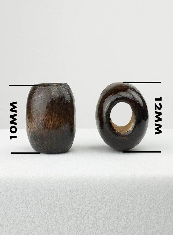 Craft Making Shop 500 Dark Brown Large Hole Wood Beads for Crafts and Macrame 12mm x 11mm Barrel Hair Beads with 4mm Large Hole in Dark Brown - Image 4