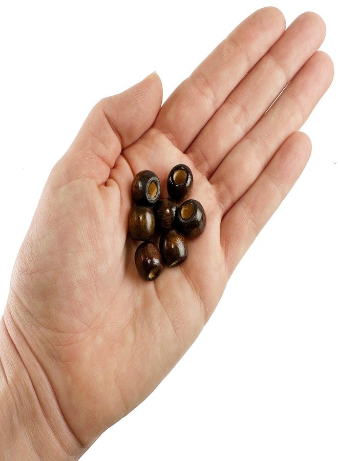 Craft Making Shop 500 Dark Brown Large Hole Wood Beads for Crafts and Macrame 12mm x 11mm Barrel Hair Beads with 4mm Large Hole in Dark Brown - Image 2