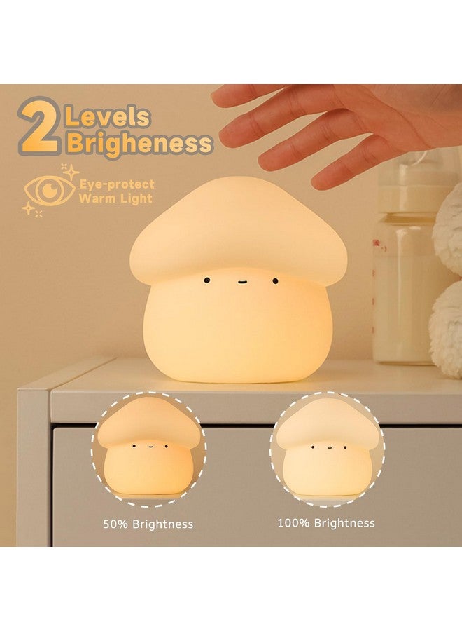 AVEKI Mushroom Night Light for Kids, Cute Silicone Mushroom Lamp with Timer, 2 Levels Dimmable Squishy Night Light for Baby Nursery, Rechargeable Touch Night Light Mushroom Gifts for Boys and Girls (White) - Image 2