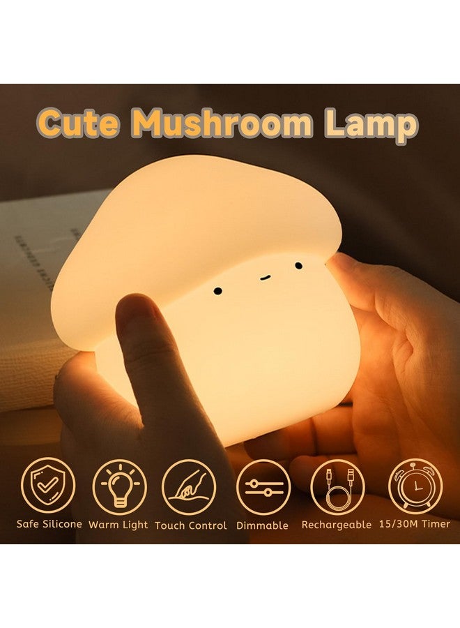 AVEKI Mushroom Night Light for Kids, Cute Silicone Mushroom Lamp with Timer, 2 Levels Dimmable Squishy Night Light for Baby Nursery, Rechargeable Touch Night Light Mushroom Gifts for Boys and Girls (White) - Image 4