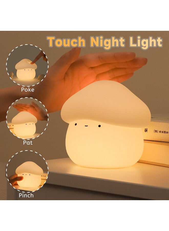 AVEKI Mushroom Night Light for Kids, Cute Silicone Mushroom Lamp with Timer, 2 Levels Dimmable Squishy Night Light for Baby Nursery, Rechargeable Touch Night Light Mushroom Gifts for Boys and Girls (White) - Image 5