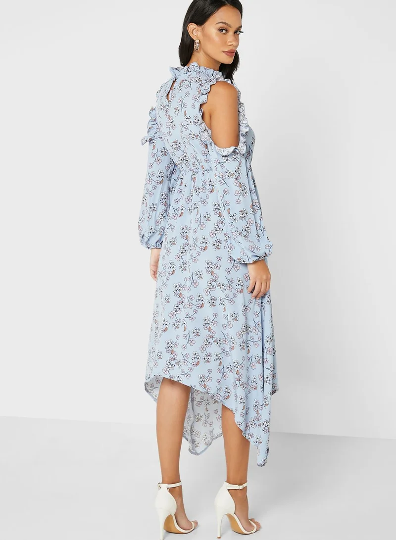ELLA Cold Shoulder Floral Print Dress