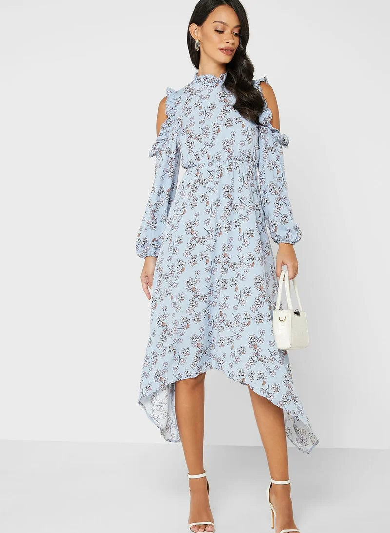 ELLA Cold Shoulder Floral Print Dress