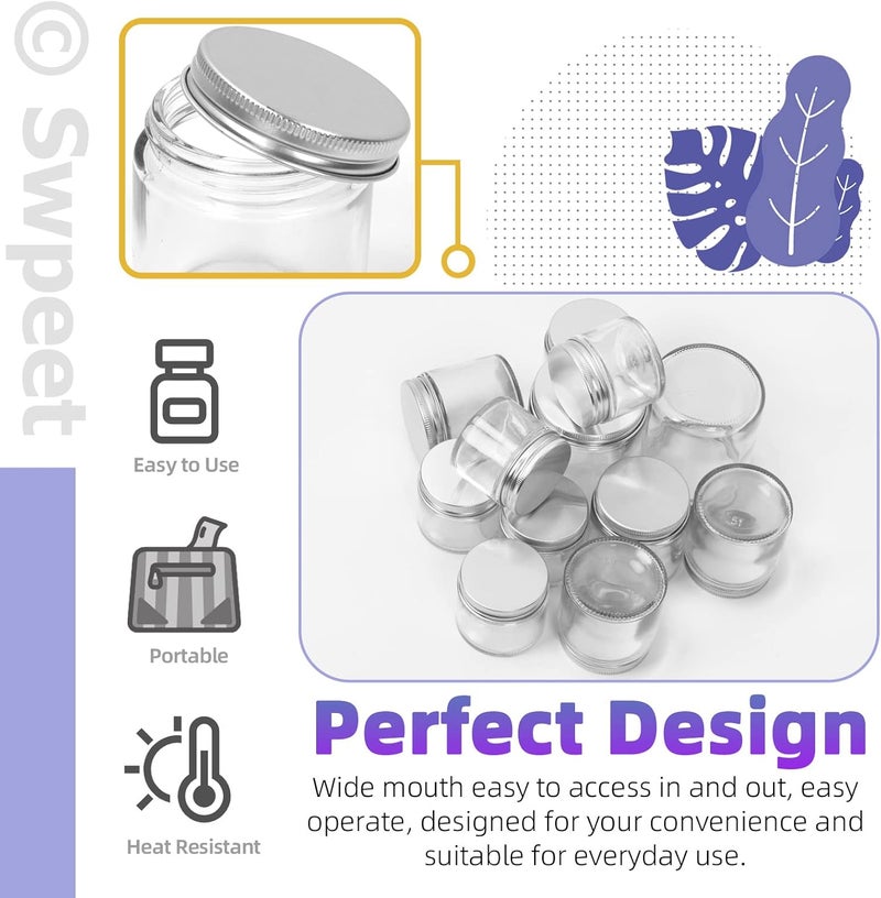 Swpeet 8 Packs 8 oz - 240ML Transparent Glass Jar with Silver Lid Assortment Kit, Round Containers Cosmetic Glass Jars with Lids Travel Jars Cosmetic Containers for Cream, Lotion - Image 4