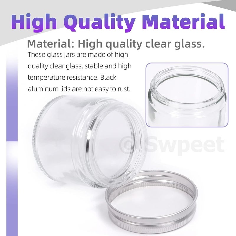 Swpeet 8 Packs 8 oz - 240ML Transparent Glass Jar with Silver Lid Assortment Kit, Round Containers Cosmetic Glass Jars with Lids Travel Jars Cosmetic Containers for Cream, Lotion - Image 3