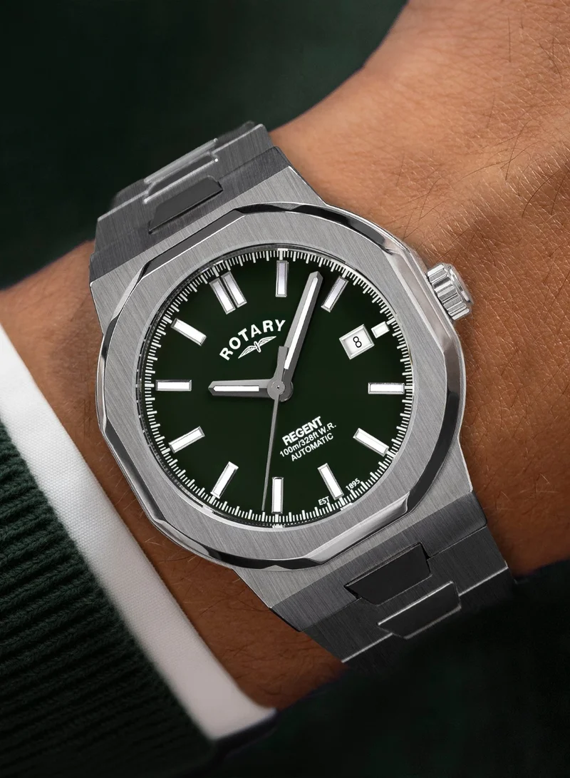 Rotary  Men's Regent Automatic Watch, 40 mm, Green Dial, Stainless Steel Bracelet for Men | Best Price UAE