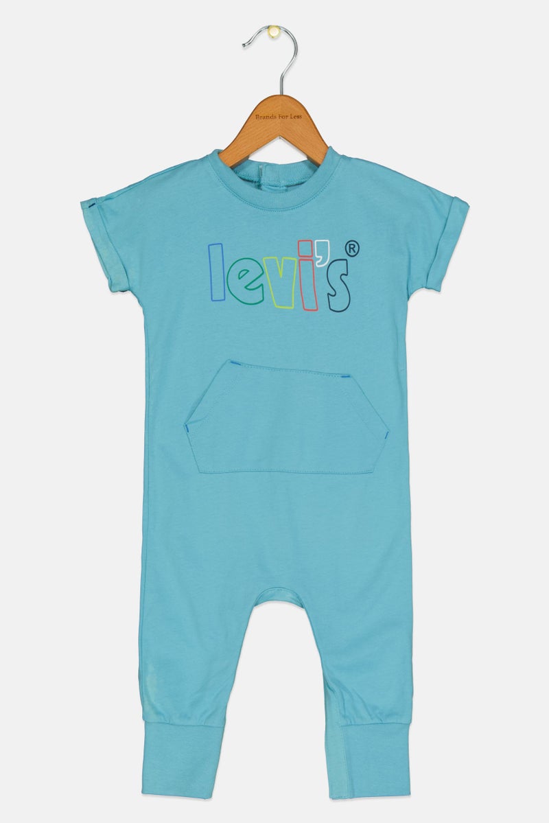 Levi's Toddlers Girl Brand Logo Short Sleeve Rompers, Blue - Image 1