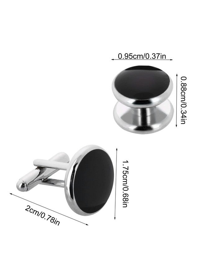 Yolev Mens Cufflinks And Studs Set Tuxedo Shirts Cuff Links Black Onyx Cufflinks For Men, Classic Tuxedo ons Match For Business Wedding Formal Suit - Image 2