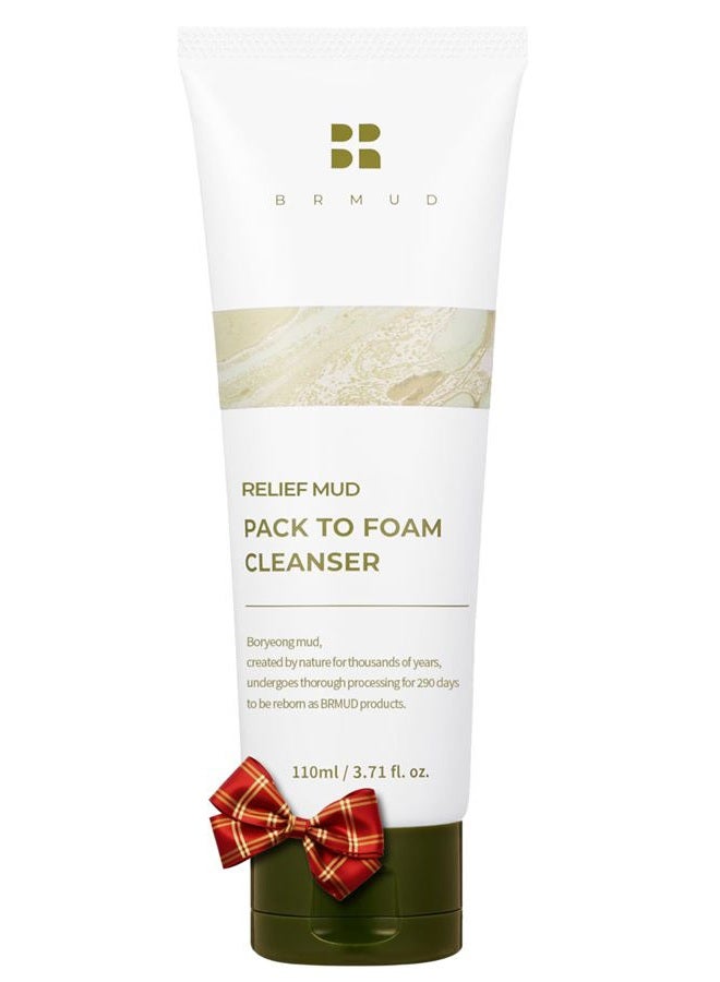 BRMUD Relief Mud Pack to Foam Cleanser - 2-in-1 Purifying & Hydrating Korean Foaming Clay Mask Facial Cleanser for Pore & Sebum Control - Makeup Cleansing Face Wash Korean Skincare (3.71 fl oz) - Image 1