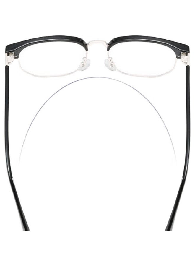 Boshide Myopia Glasses, Anti-Blue Light Glasses, Ultra-Light Semi-Rimless Radiation Protection Glasses, Black And Silver Frame, 300 Degrees For Both Eyes - Image 2