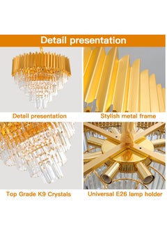 YATAI LIGHTING Modern Luxury Gold Crystal Chandelier,5-Tier Pendant Lights Fixture, K9 Crystal Hanging Ceiling Light,11-Bulb Pendant Lights Fixture for Dining Room, Living Room, Bedroom, Coverage Area 15-20㎡  - Image 4
