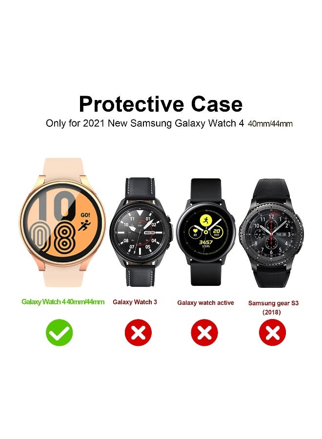حافظة لساعة Galaxy Watch 4 بحجم 44 مم، مع واقي شاشة، مجموعة 3 قطع من TPU الناعم، تصميم نحيف للغاية مقاوم للخدوش، غطاء واقي بسيط لملحقات ساعة Samsung Galaxy Watch 4 بحجم 44 مم - Image 2