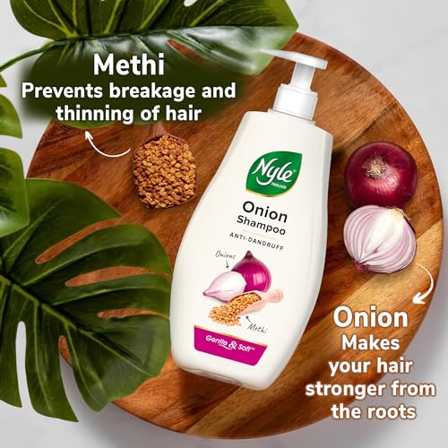 Nyle Naturals Onion Anti-Dandruff Shampoo, With Onion and Fenugreek, Gentle & Soft Shampoo, pH Balanced and Paraben Free, For Men and Women, 800ml - Image 3