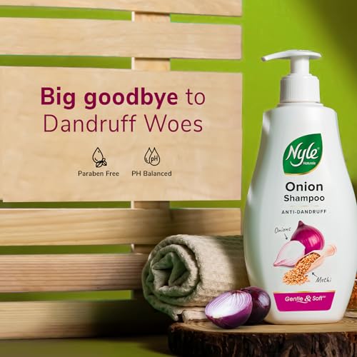 Nyle Naturals Onion Anti-Dandruff Shampoo, With Onion and Fenugreek, Gentle & Soft Shampoo, pH Balanced and Paraben Free, For Men and Women, 800ml - Image 4