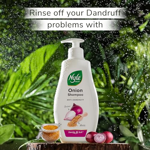 Nyle Naturals Onion Anti-Dandruff Shampoo, With Onion and Fenugreek, Gentle & Soft Shampoo, pH Balanced and Paraben Free, For Men and Women, 800ml - Image 2