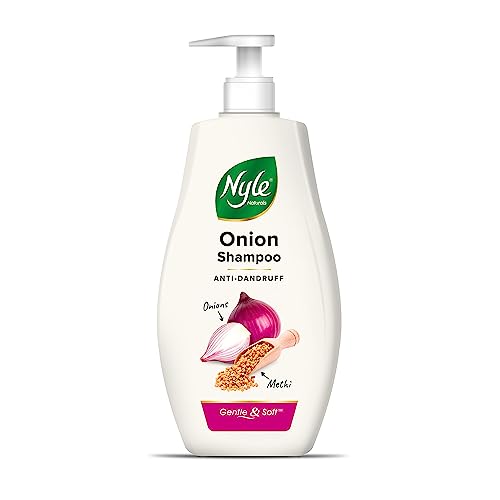 Nyle Naturals Onion Anti-Dandruff Shampoo, With Onion and Fenugreek, Gentle & Soft Shampoo, pH Balanced and Paraben Free, For Men and Women, 800ml - Image 1