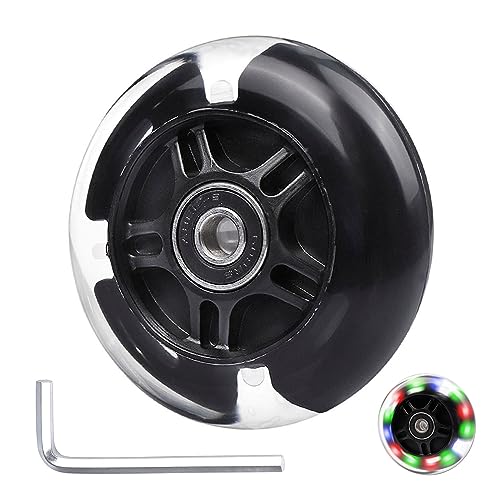 Gladeer 1-Pack 80mm Light Up Scooter Wheel Rear Colorful Led Flashing Replacement Wheel for 3-Wheeled Kid Scooter (Black) - Image 1