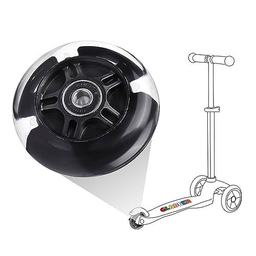 Gladeer 1-Pack 80mm Light Up Scooter Wheel Rear Colorful Led Flashing Replacement Wheel for 3-Wheeled Kid Scooter (Black) - Image 4
