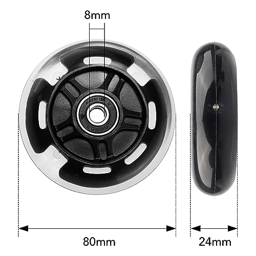 Gladeer 1-Pack 80mm Light Up Scooter Wheel Rear Colorful Led Flashing Replacement Wheel for 3-Wheeled Kid Scooter (Black) - Image 2