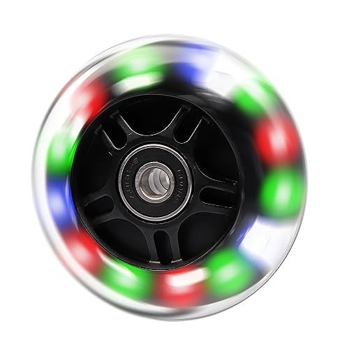 Gladeer 1-Pack 80mm Light Up Scooter Wheel Rear Colorful Led Flashing Replacement Wheel for 3-Wheeled Kid Scooter (Black) - Image 5