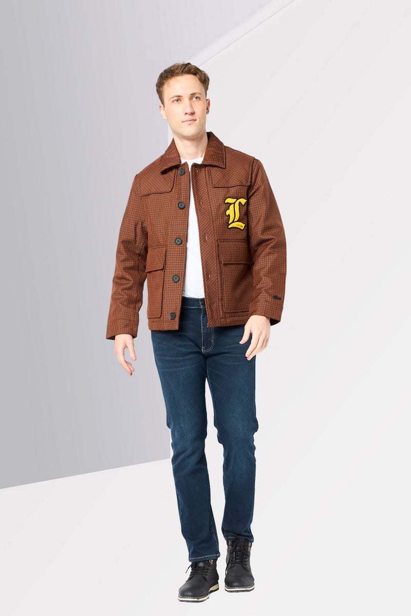 LACOSTE Men Micro Checked Print Long Sleeve Shirt Jacket, Multicolor - Image 2