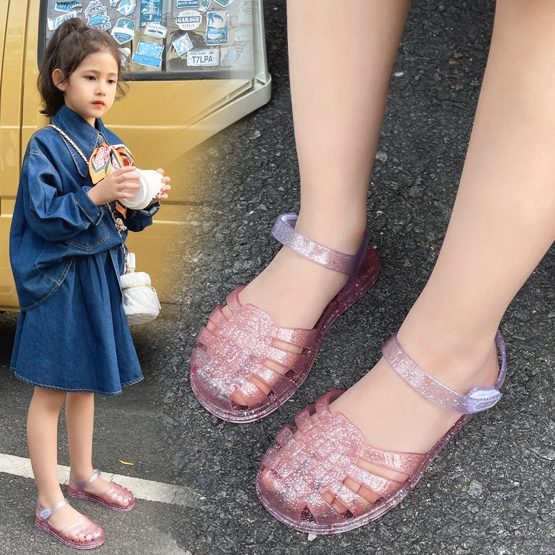 New Children'S Sandals Crystal Jelly Princess Shoes Baby Hole Shoes Girls Roman Shoes Soft Bottom Beach Shoes Summer - Image 2