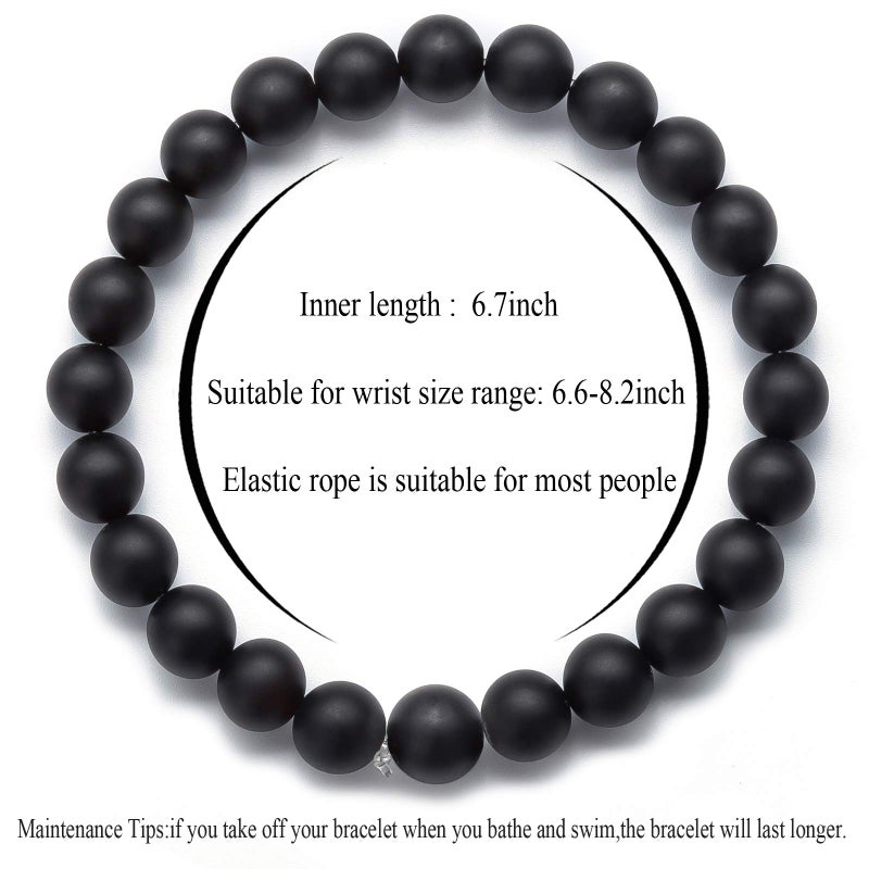 Hamoery Men Women 8mm Natural Stone Lava Rock Diffuser Bracelet Elastic Yoga Agate Beads Bracelet Bangle - Image 4