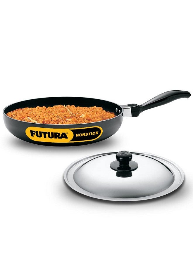 Hawkins Futura 24 cm Frying Pan, Non Stick Fry Pan with Stainless Steel, Rounded Side Frypan for Easy Stirring, Black (NF24RS) - Image 1