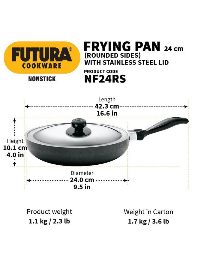 Hawkins Futura 24 cm Frying Pan, Non Stick Fry Pan with Stainless Steel, Rounded Side Frypan for Easy Stirring, Black (NF24RS) - Image 3
